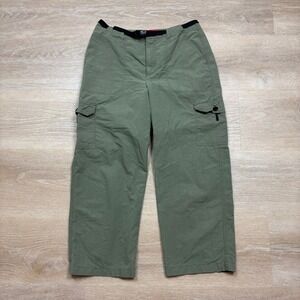 Vintage Gloria Vanderbilt Belted‎ Cargo Utility Crop Pants Women's M Color Green
